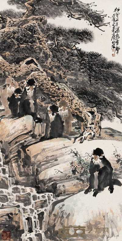 徐培晨 1998年作 松风戏猴 立轴 136×67cm